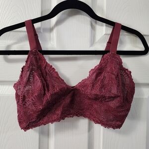 Free People Lace Bralette Strappy Open Back Maroon Medium (Sku A27)